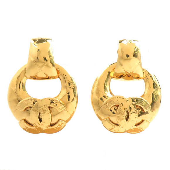CHANEL Jewelry - Chanel earrings, metal, gold, women's, h32612g